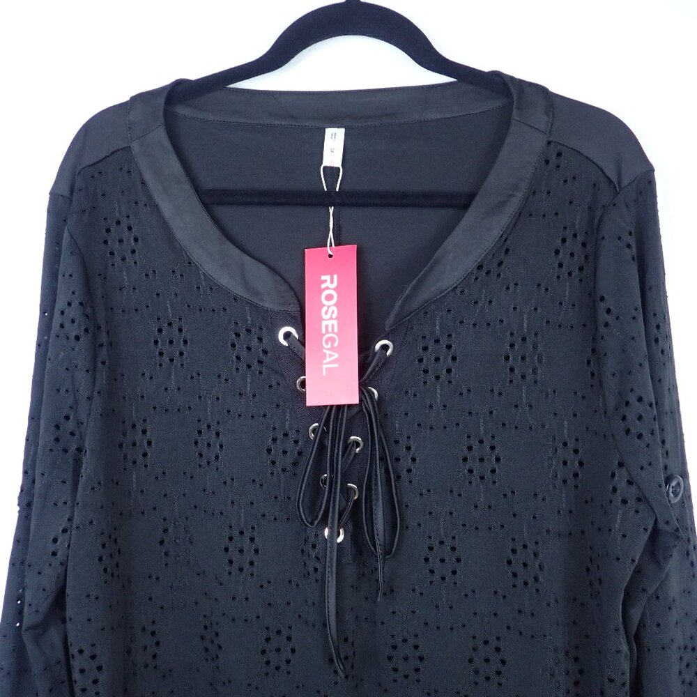 Rosegal Swim Cover Up Women's 3XL Black eyelet Brand New - Picture 2 of 10